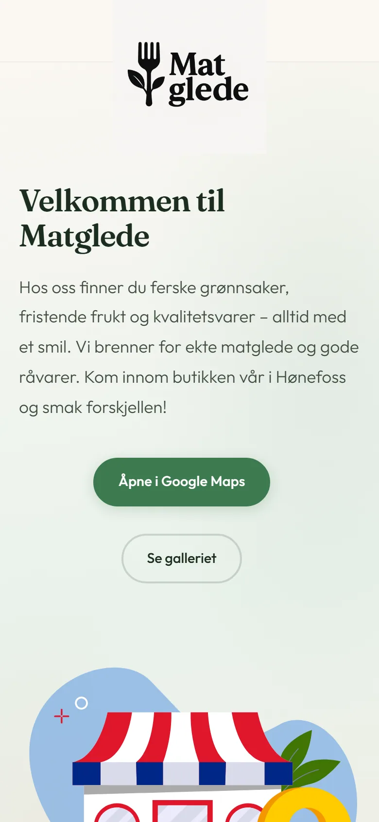 Nettsiden til Matglede på mobil