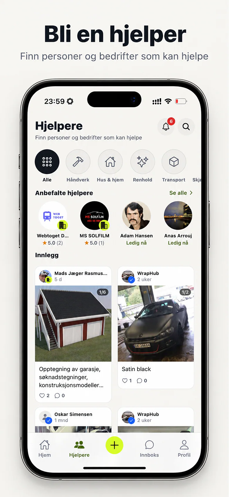 App Store-bilde med teksten Bli en hjelper: oversikten over hjelpere med kategorier, anbefalte hjelpere og innlegg