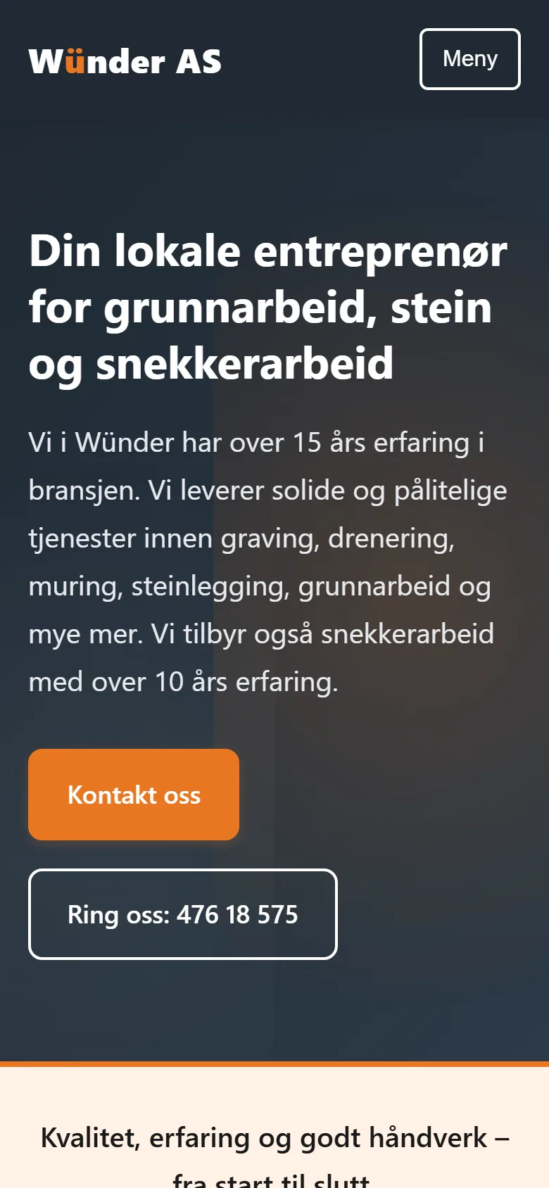 Nettsiden til Wünder på mobil