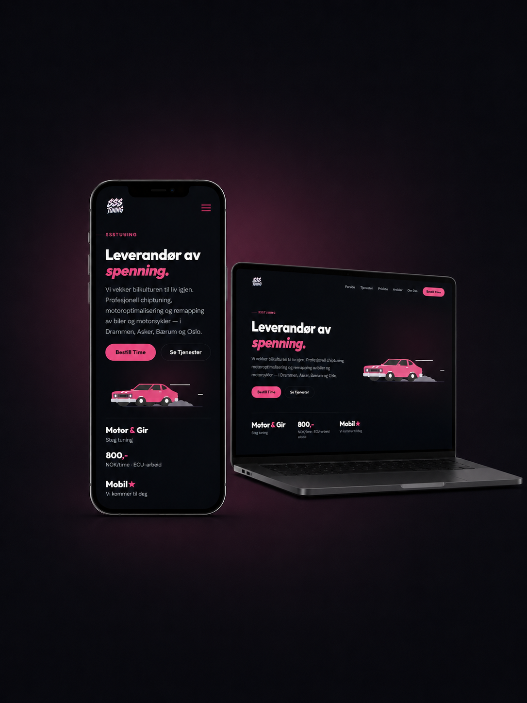 Nettside for SSSTuning, designet og utviklet av Webtoget